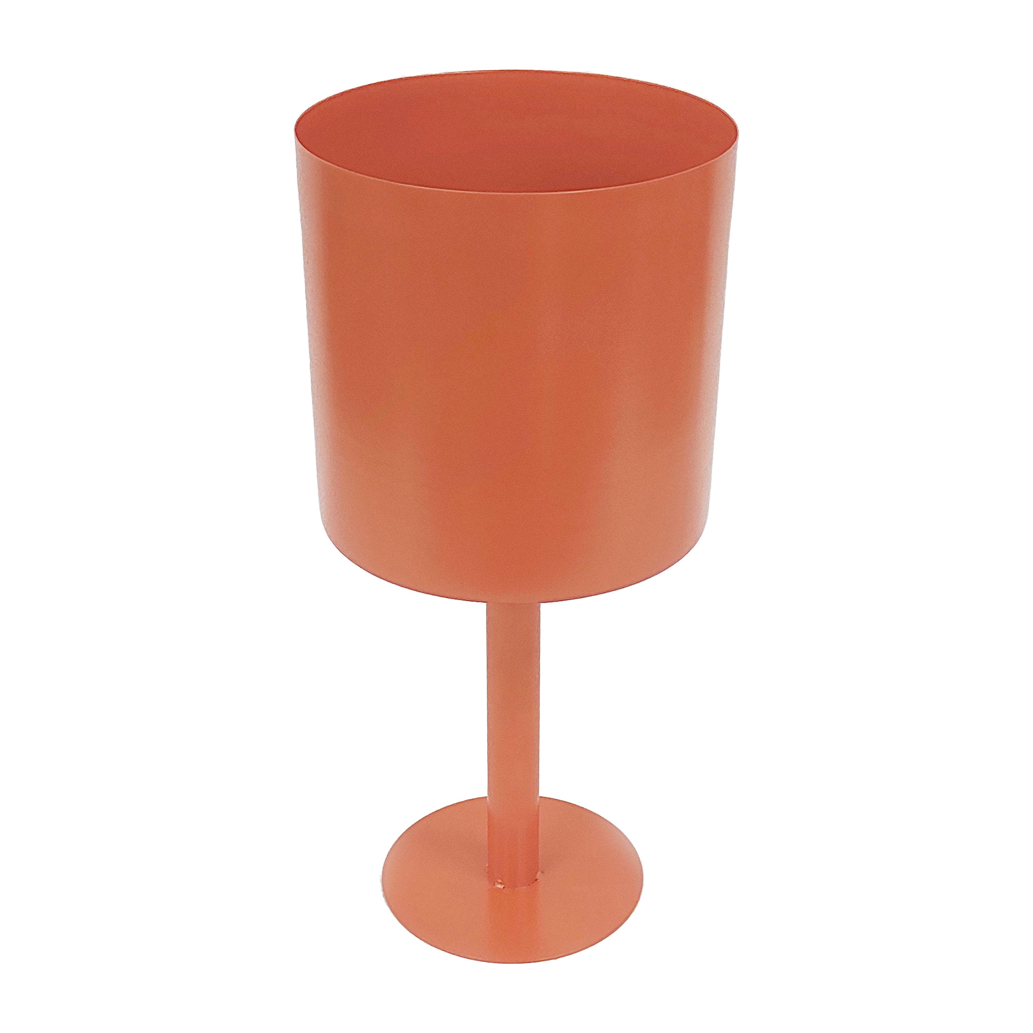 Burnt Orange Metal Indoor Outdoor Planter with Stand, 13" Height