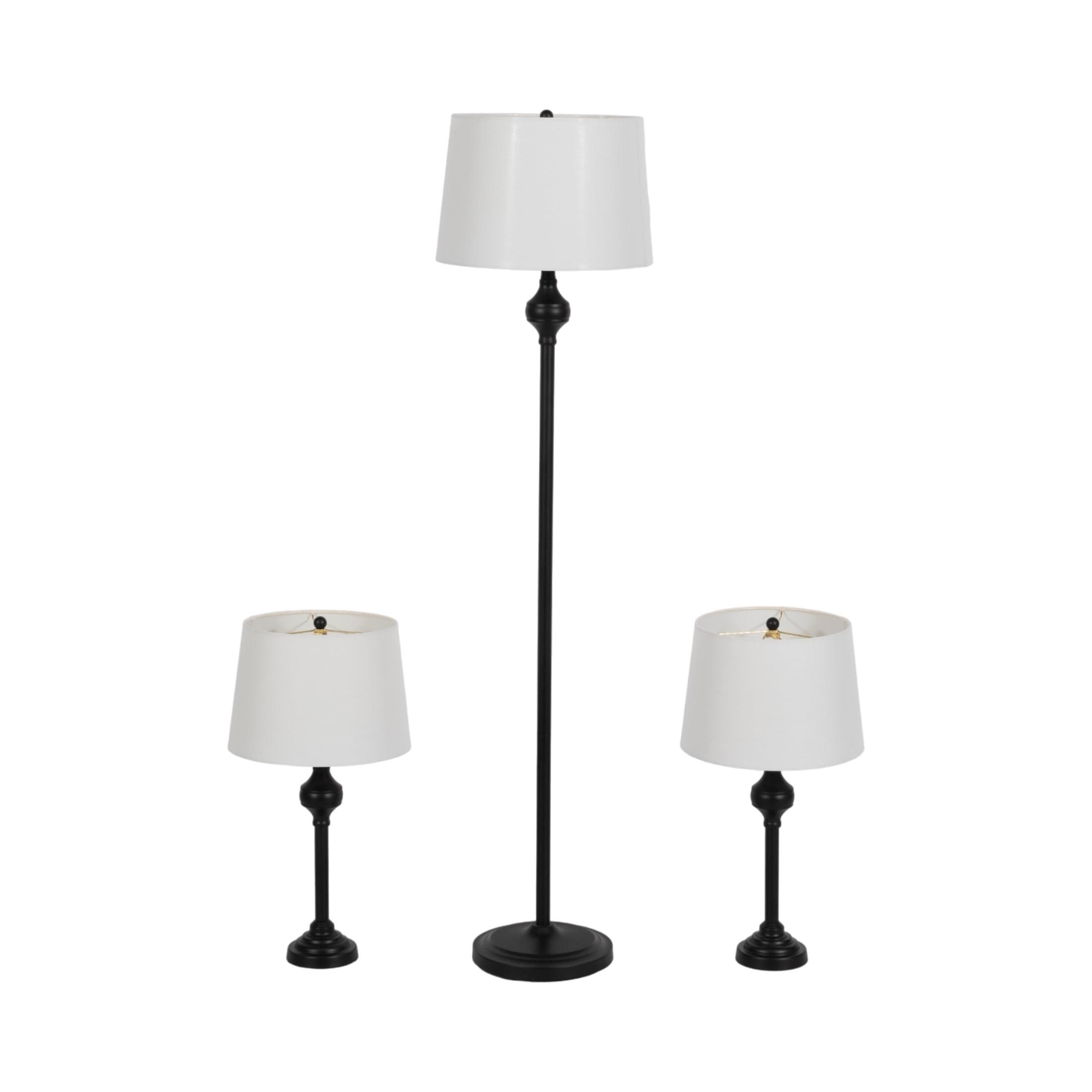 25"Hx13" Diameter/60"Hx16" Diameter, Set of Three, Metal Table & Floor Genie Lamps, Black, Stylish Lighting for Bedroom,