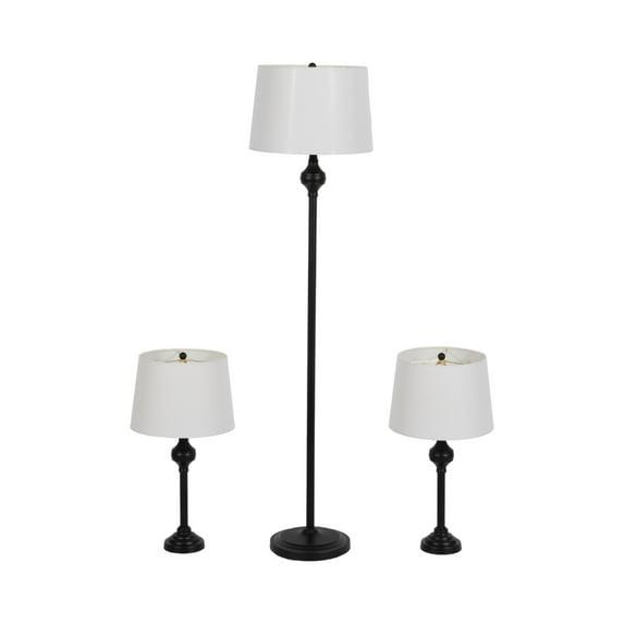 25"Hx13" Diameter/60"Hx16" Diameter, Set of Three, Metal Table & Floor Genie Lamps, Black, Stylish Lighting for Bedroom,