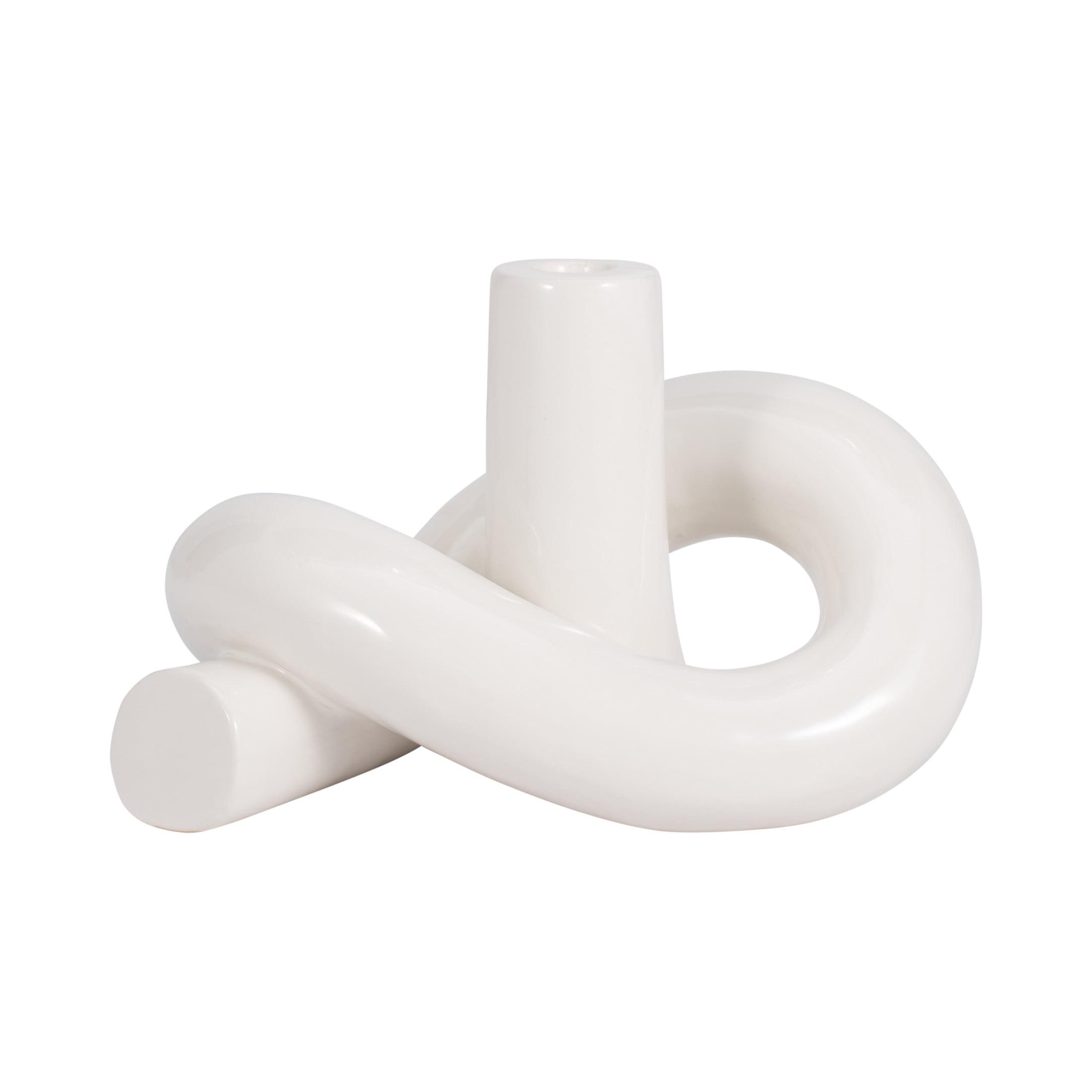 Modern Ceramic Loopy White Candle Holder - 10" x 7" x 6"