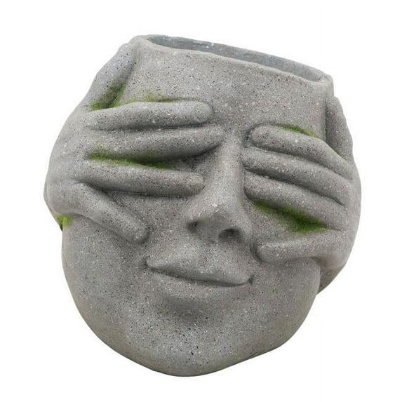 Sagebrook Home 10&#34; Wide Face with Hands Planter Pot Gray