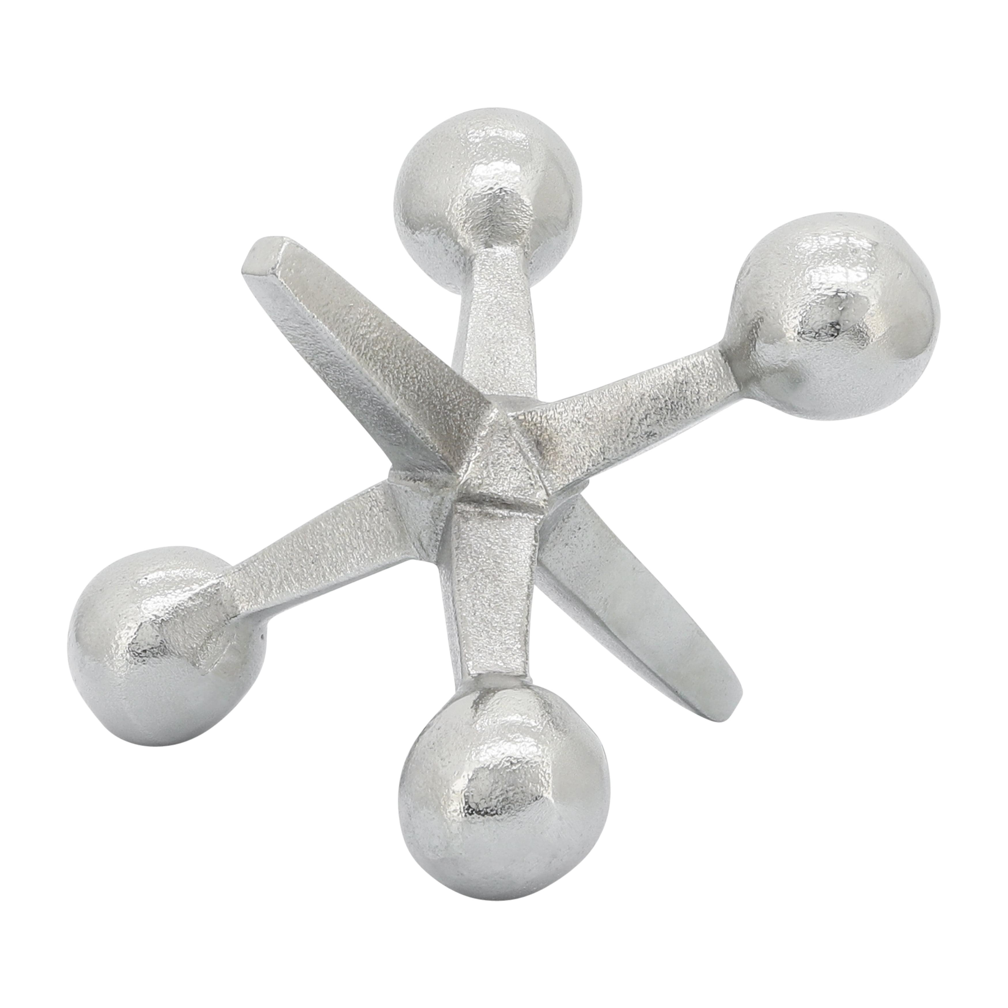 Sagebrook Home Creative Metal Jacks Sculpture for Room, Bedroom or Office Decor, Aluminum, Silver 7 L x 5 W x 5 H Inches