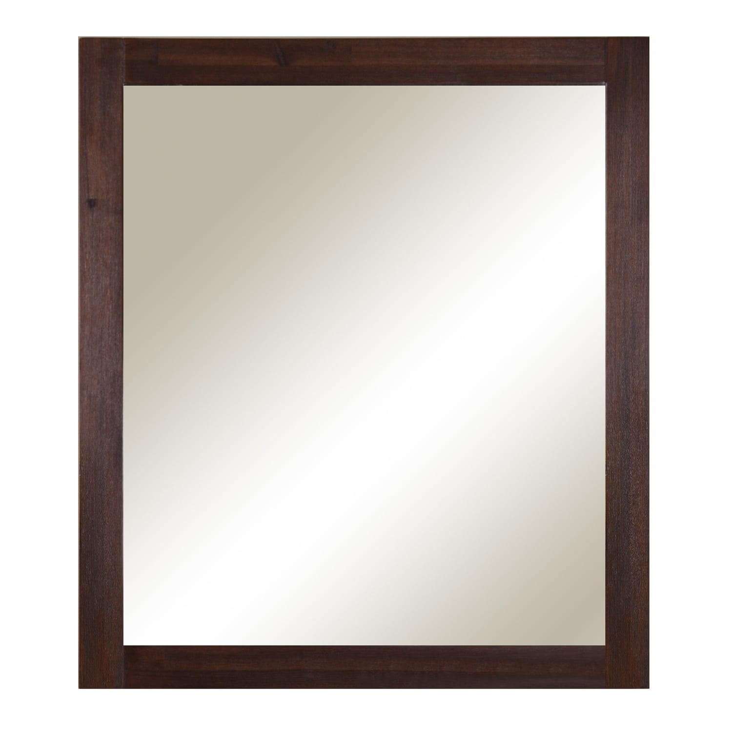 Heideman 40'' Dark Brown Acacia Wood Bathroom Vanity Mirror