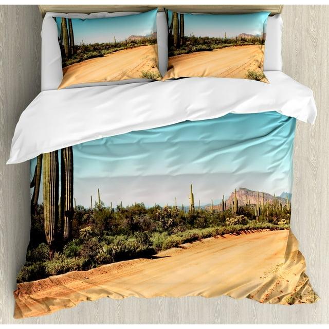 Ambesonne Saguaro Cactus Rustic Duvet Cover Set
