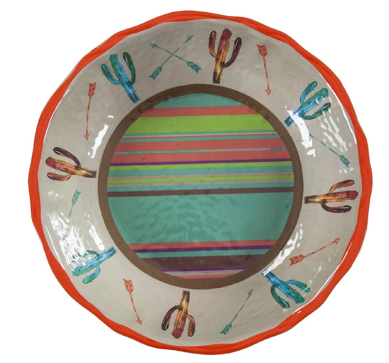 Southwestern Cactus Design Multicolor Melamine Serving Bowl