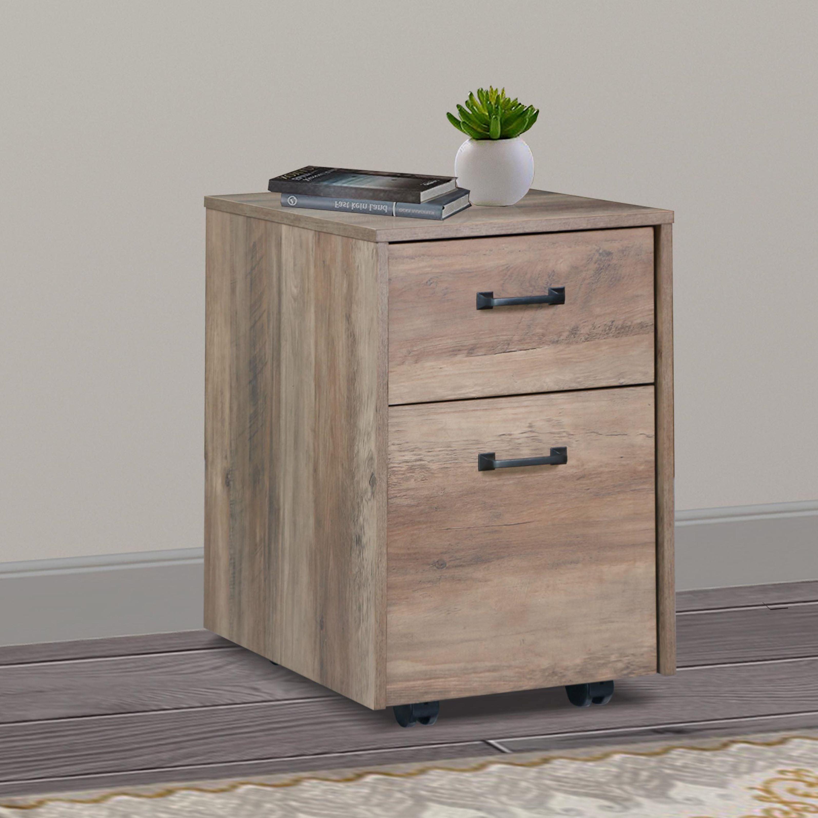 Saint Birch Alaska Mobile File Cabinet, Rustic Oak