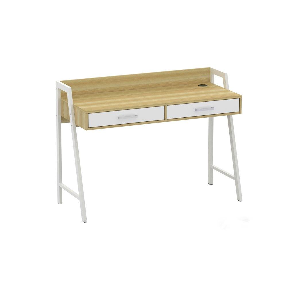 Saint Birch Fenton 47-inch Writing Desk with 2 Drawers, Natural/White