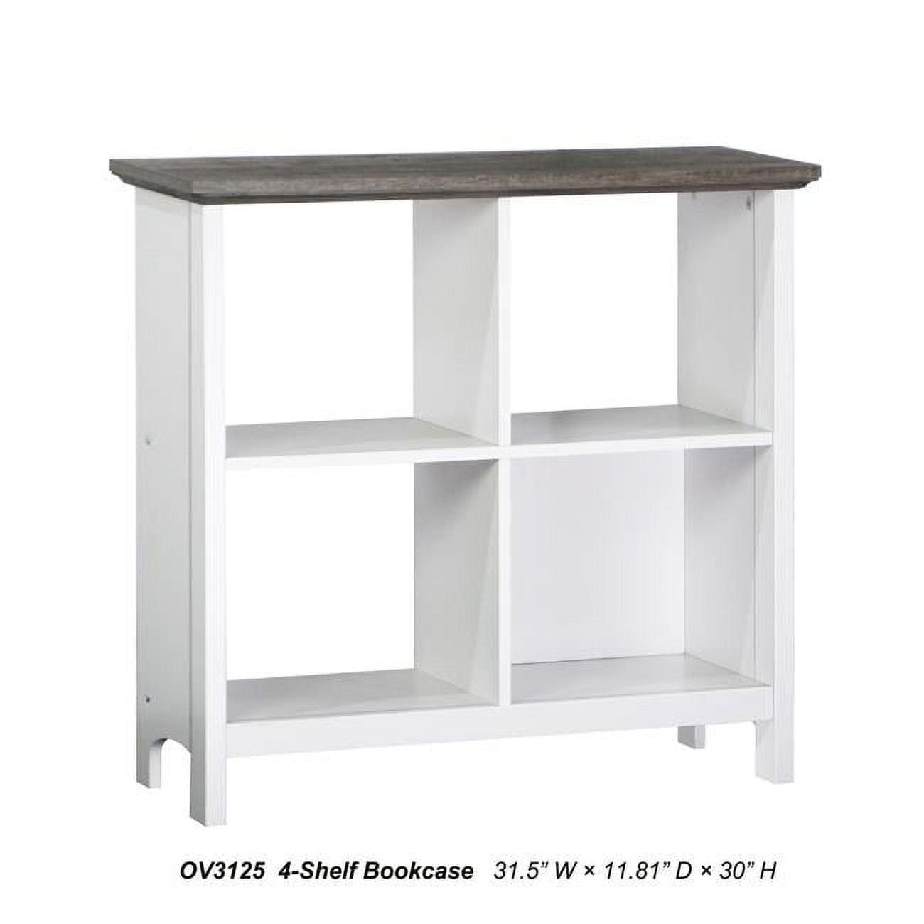 Olivia Gray Oak and White 4-Cube Wooden Bookcase