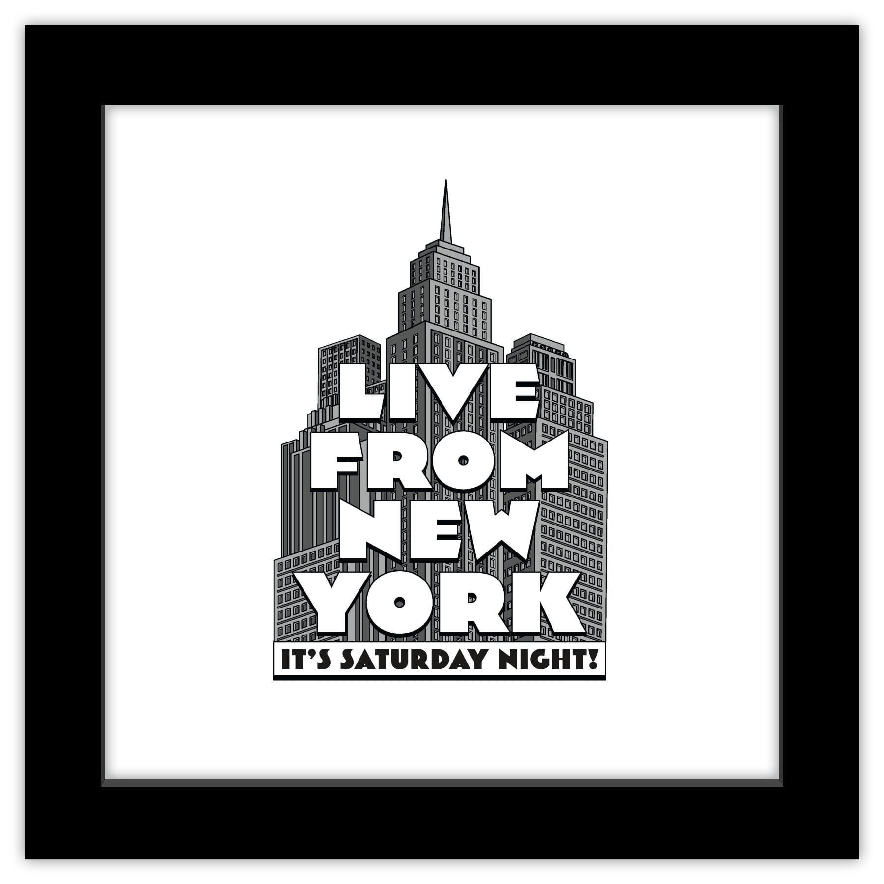 Gallery Pops Saturday Night Live - Live From New York Skyline Wall Art, Black Framed Version, 12" x 12"