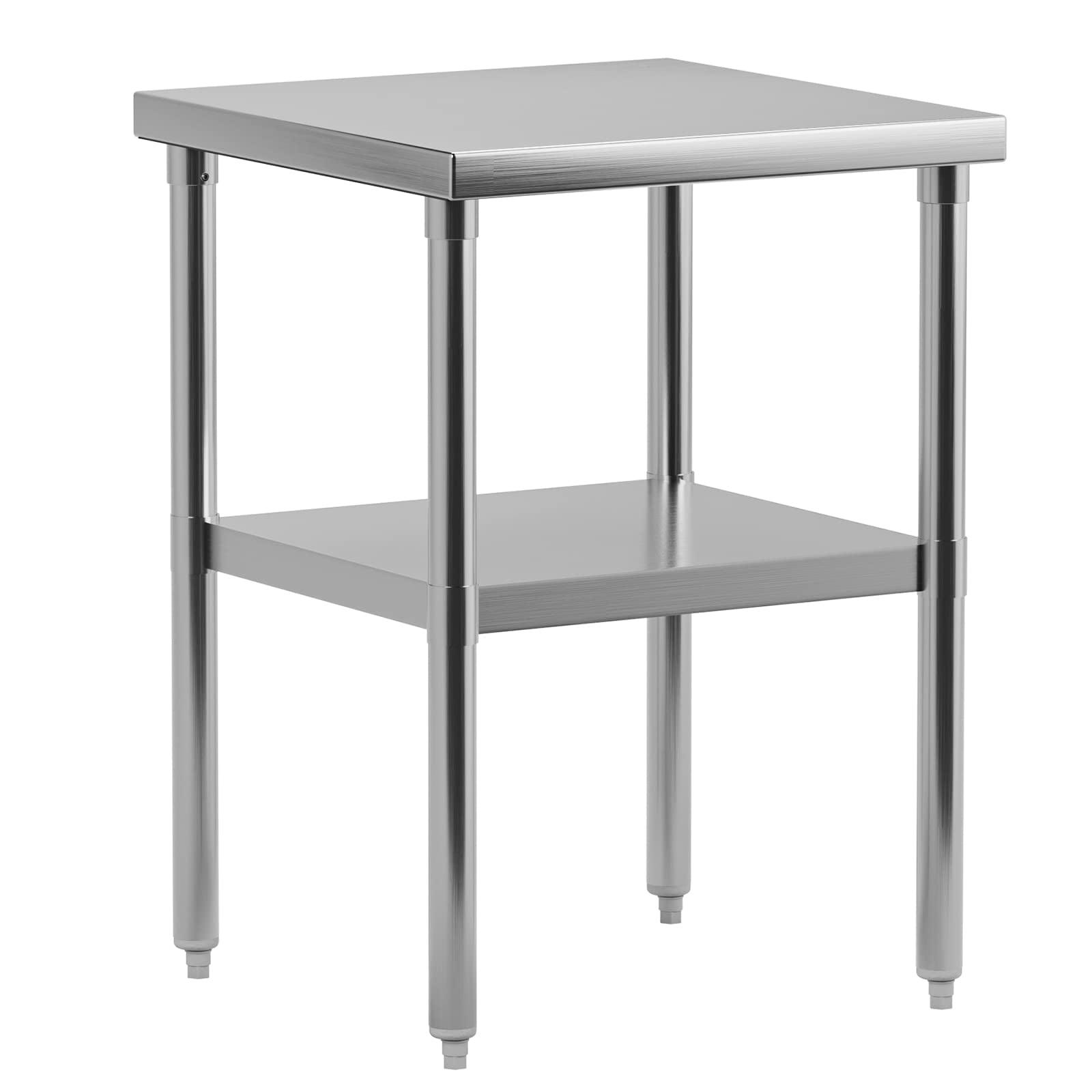 24" x 24" Silver Stainless Steel Work Table with Undershelf