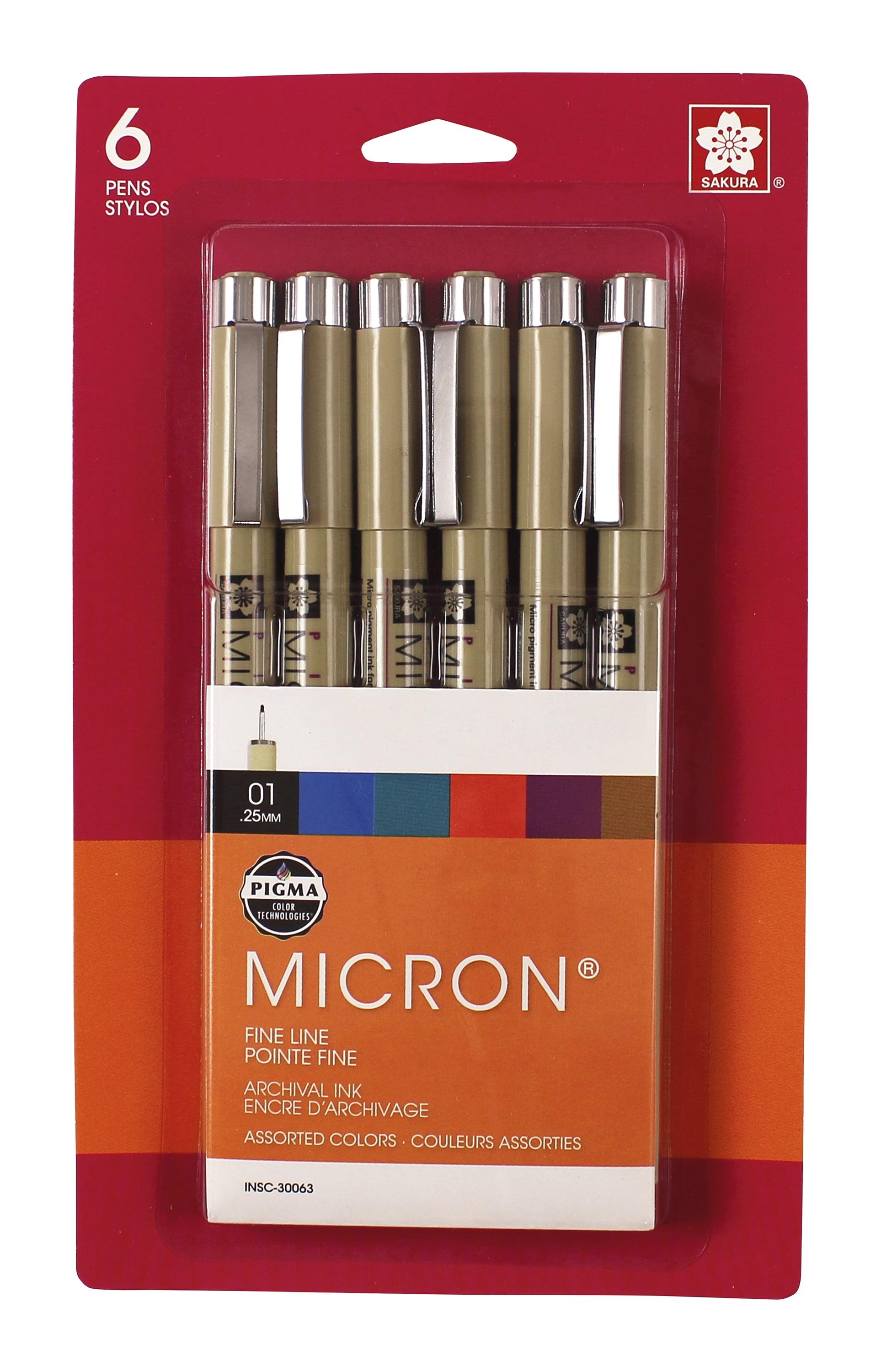 Sakura Pigma Micron Non-Toxic Waterproof Permanent Marker, Assorted Color, Pack of 6