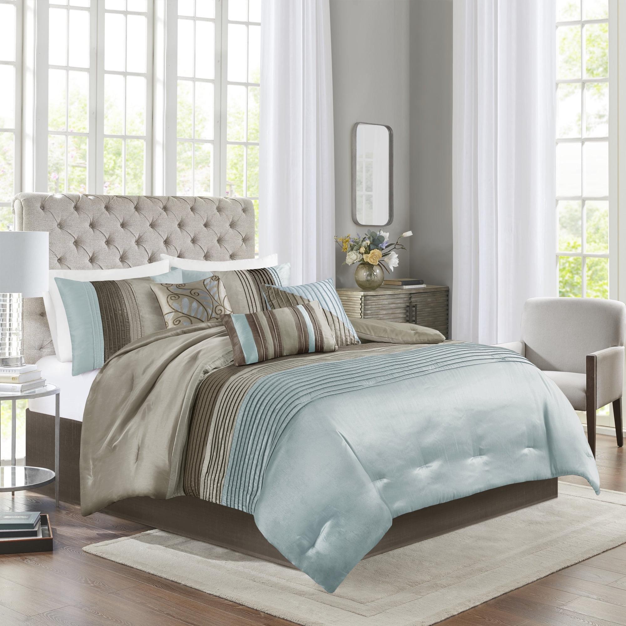 Madison Park Amherst 7 Piece Striped and Pleated Comforter Set