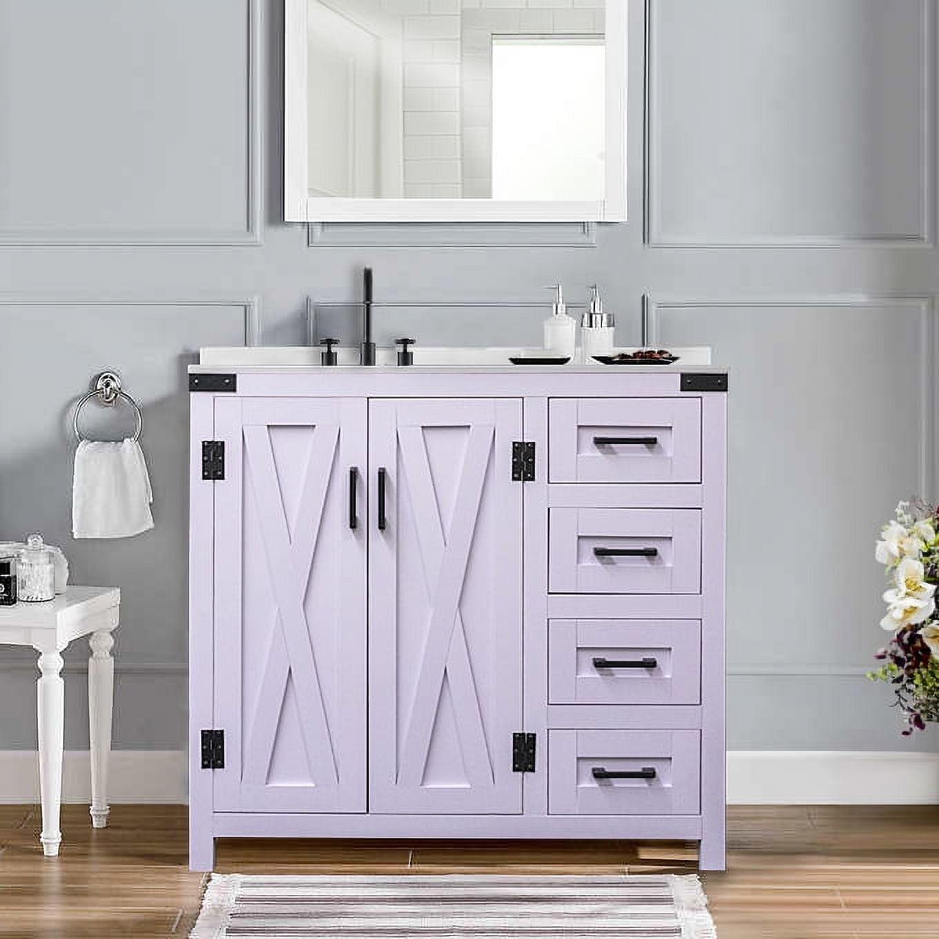 Salerno 36" White Lilac MDF Vanity with Cultured Marble Top