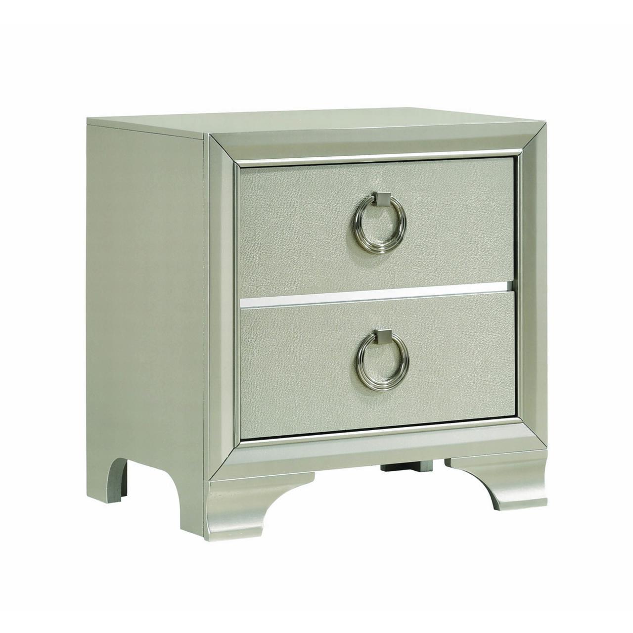 Salford 2-drawer Nightstand Metallic Sterling