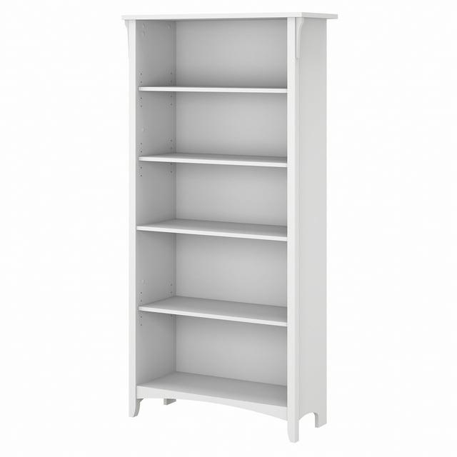 Salinas Tall 5 Shelf Bookcase in Pure White and Shiplap Gray - Engineered Wood