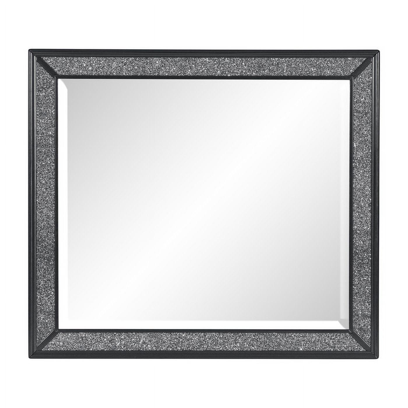 Glam Black and Silver Rectangular Wood Mirror