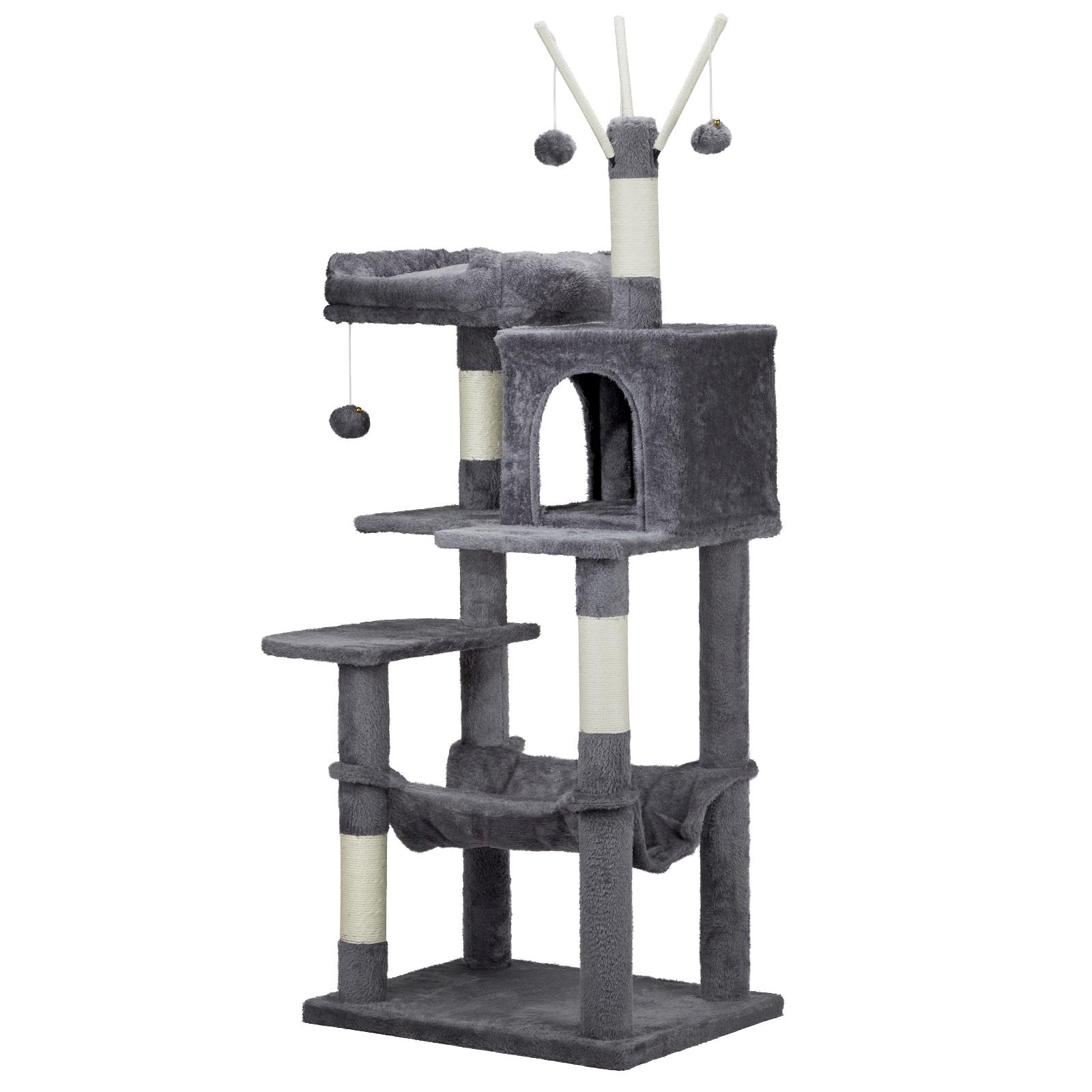 57 Inch Dark Gray Multi-Level Cat Tree with Sisal Scratching Posts