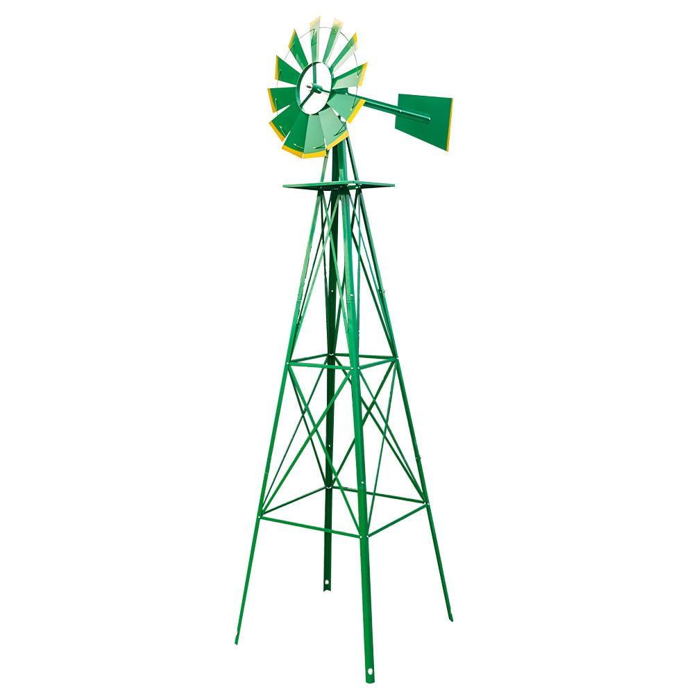 Outdoor Weather Resistant Yard Garden Windmill 8FT Green