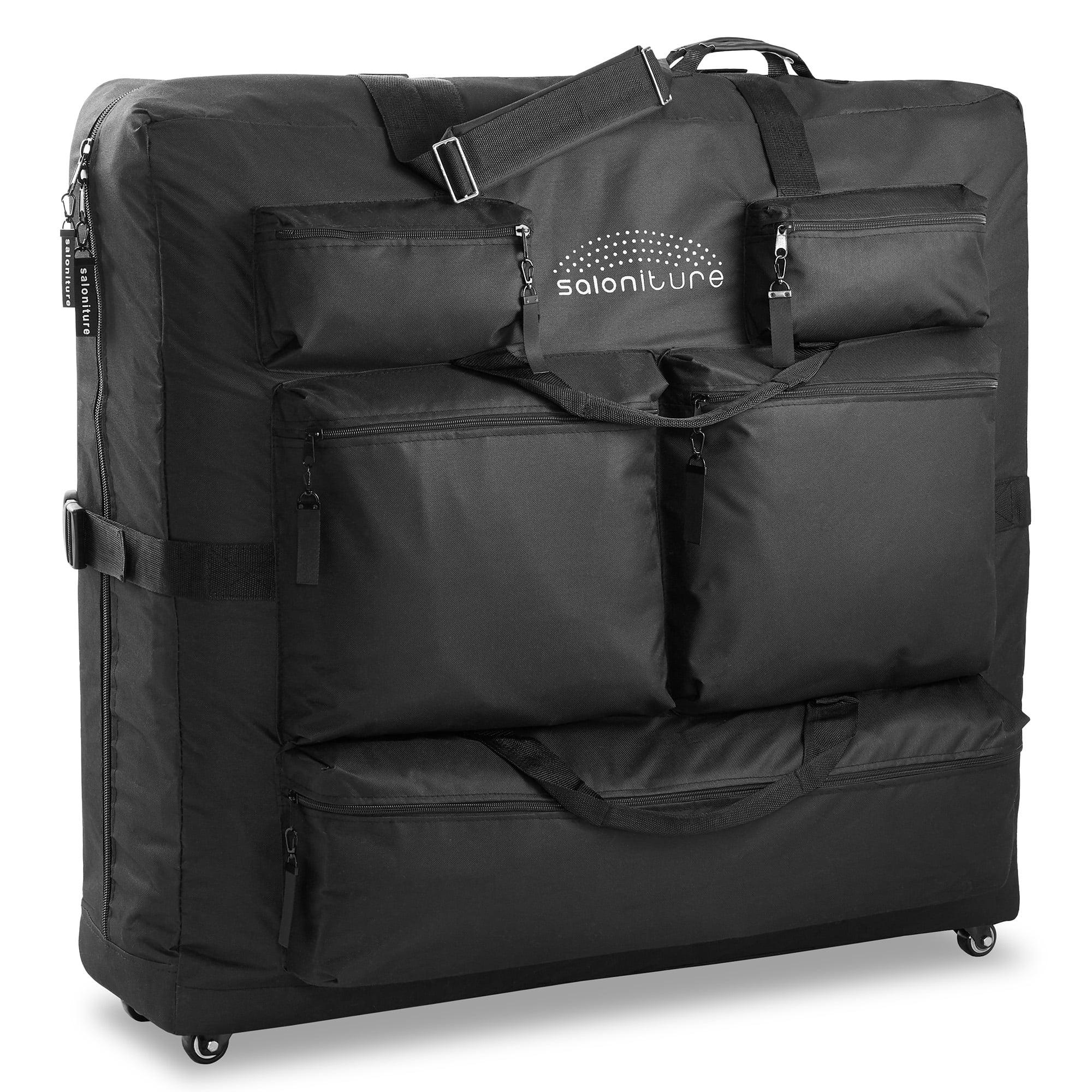 Saloniture Professional Universal Carry Case for Massage Table with Wheels - Black