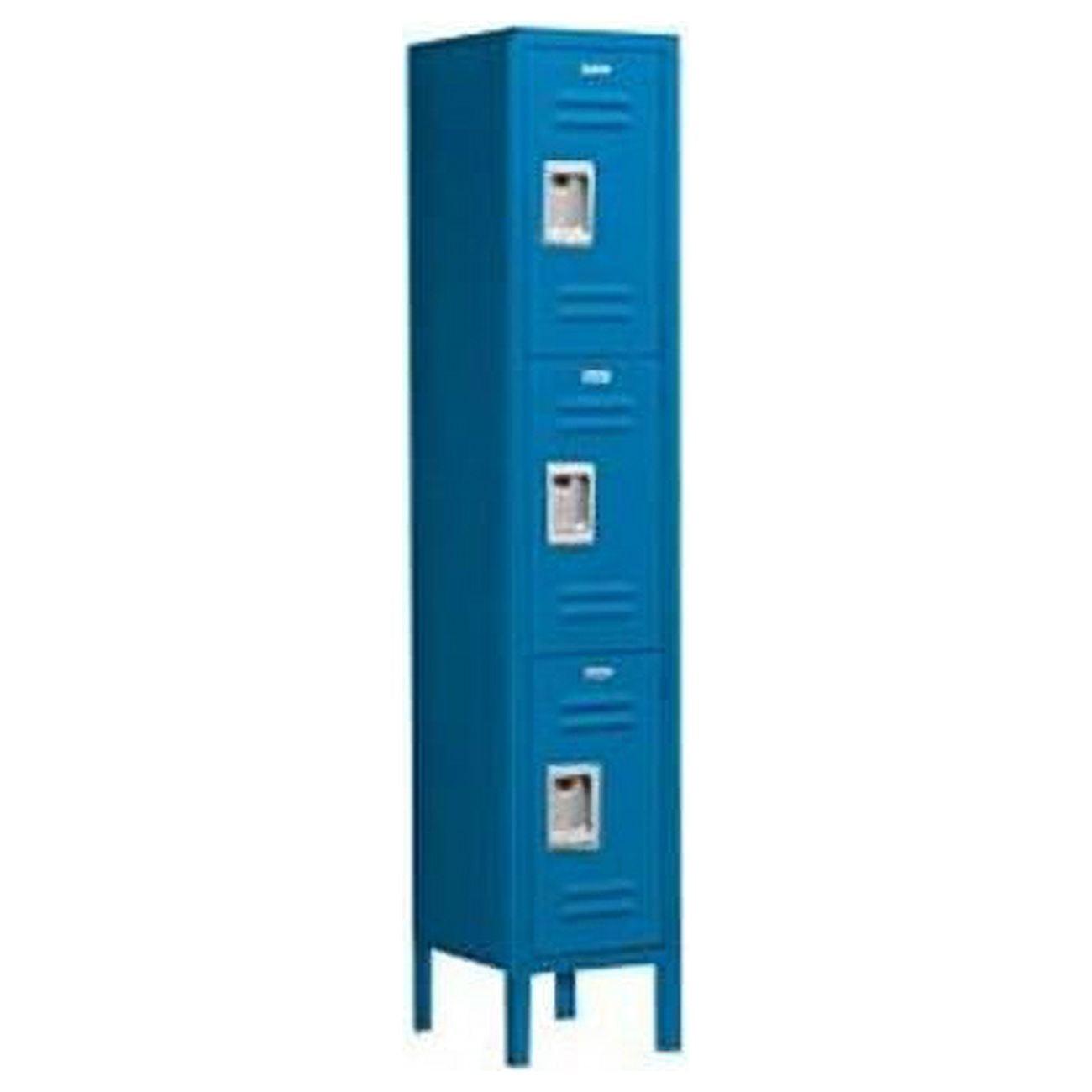 Salsbury Industries 63158BL-U Triple Tier 12-Inch Wide 5-Feet High 18-Inch Deep Unassembled Standard Metal Locker, Blue