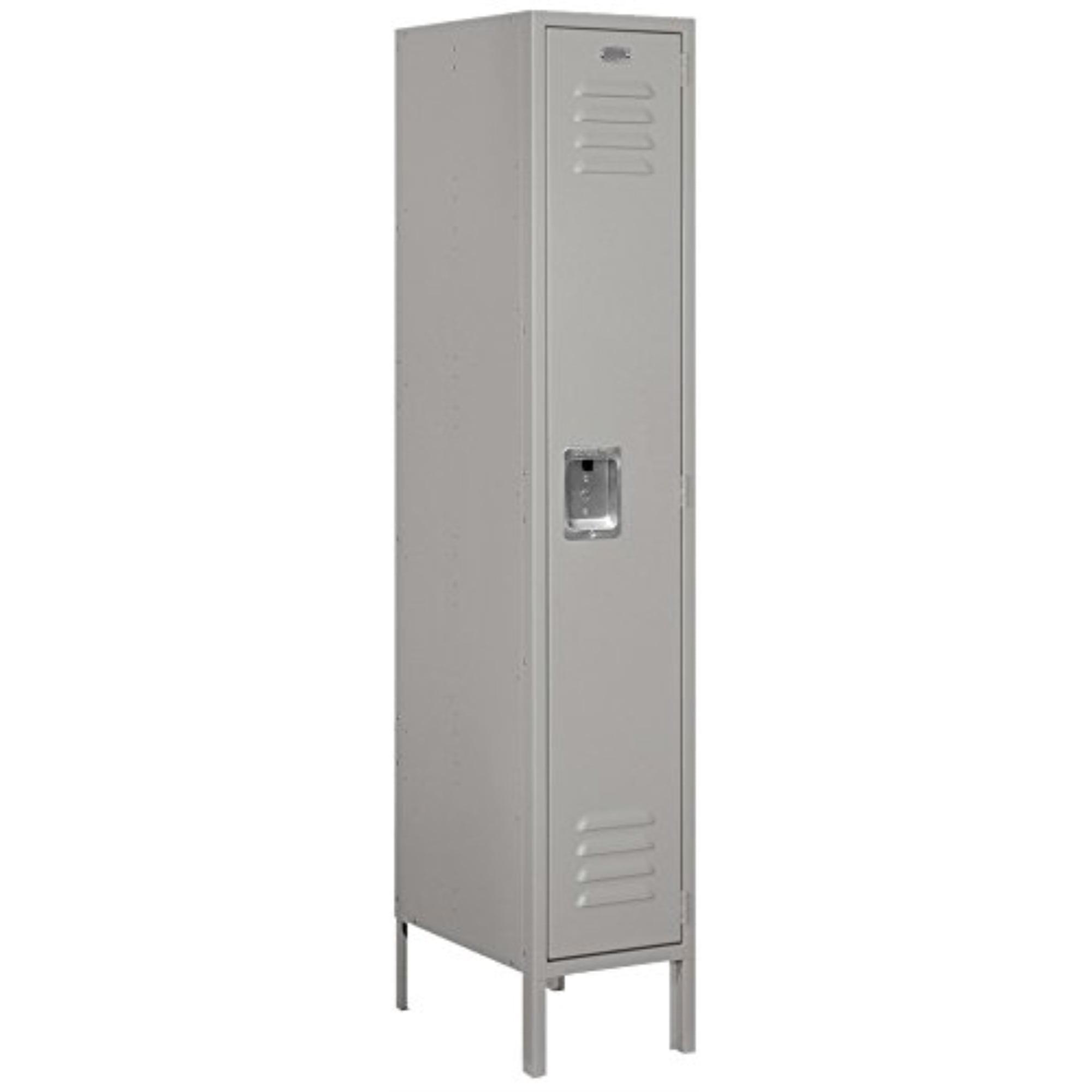 Salsbury Industries 61158GY-U Single Tier 12-Inch Wide 5-Feet High 18-Inch Deep Unassembled Standard Metal Locker, Gray