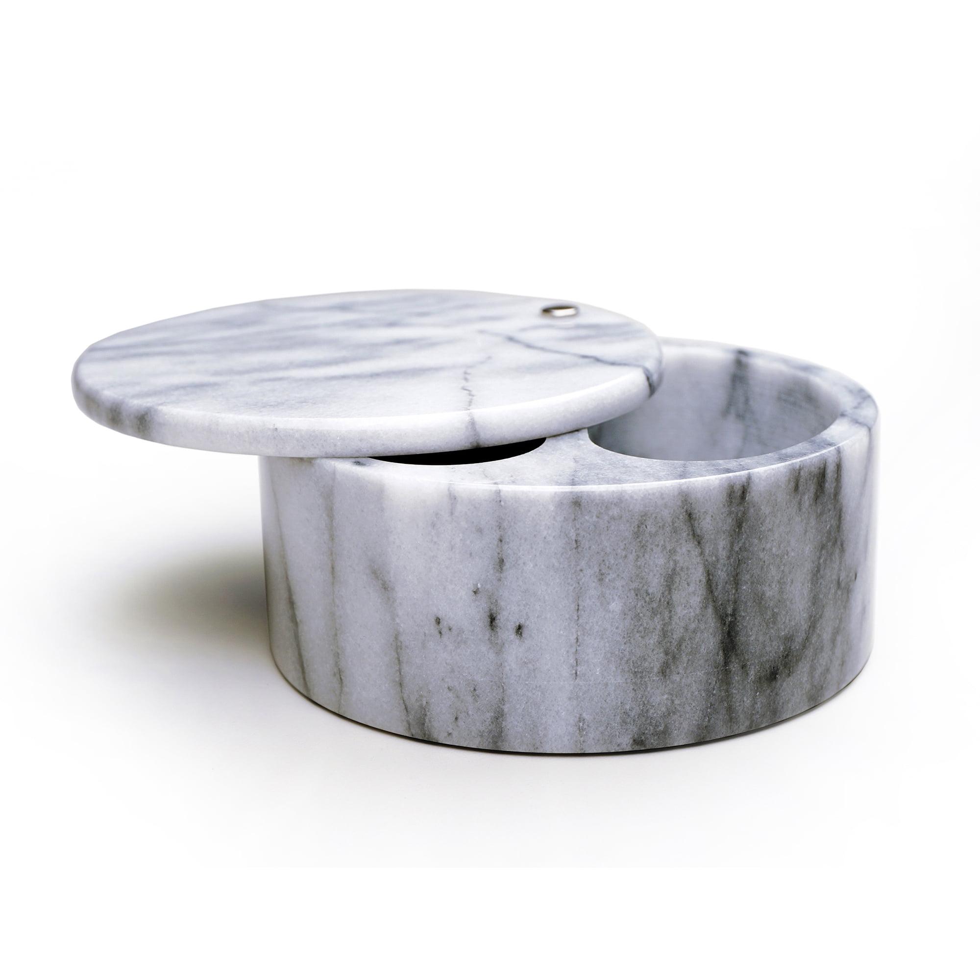 White Marble Dual Compartment Salt and Herb Box