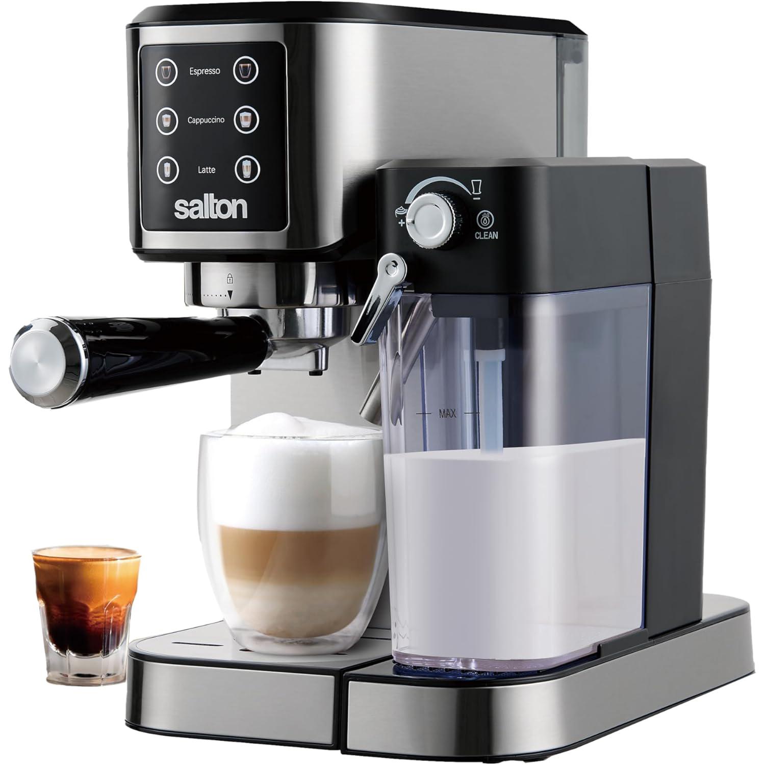 Salton Salton 3-in-1 Espresso, Cappuccino & Latte Machine with Milk Removable Container