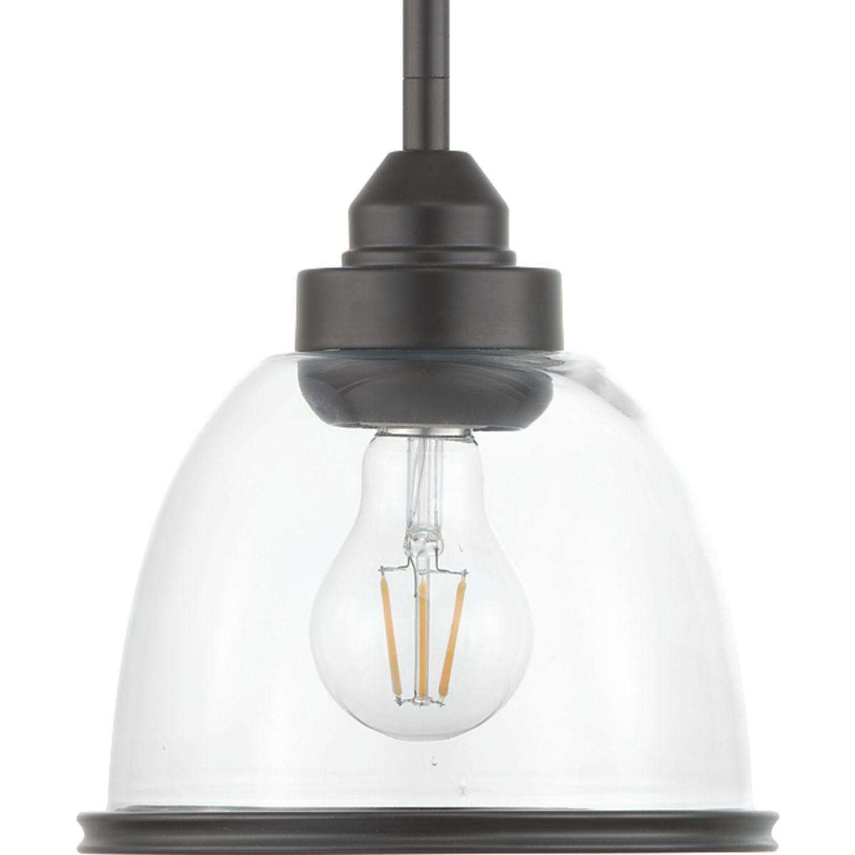 Brushed Nickel Mini Glass Pendant Light with Clear Shade