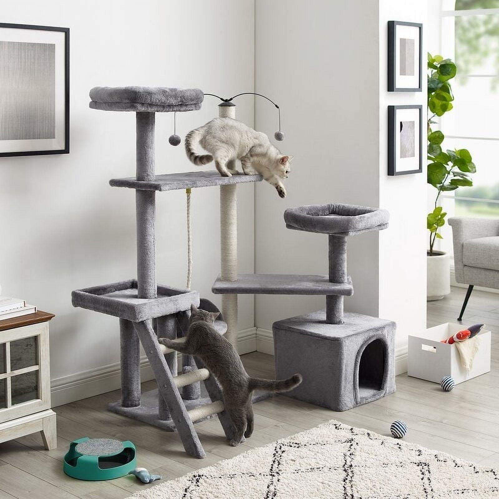 Longshot 53" Gray Multi-Tiered Cat Tree with Toys