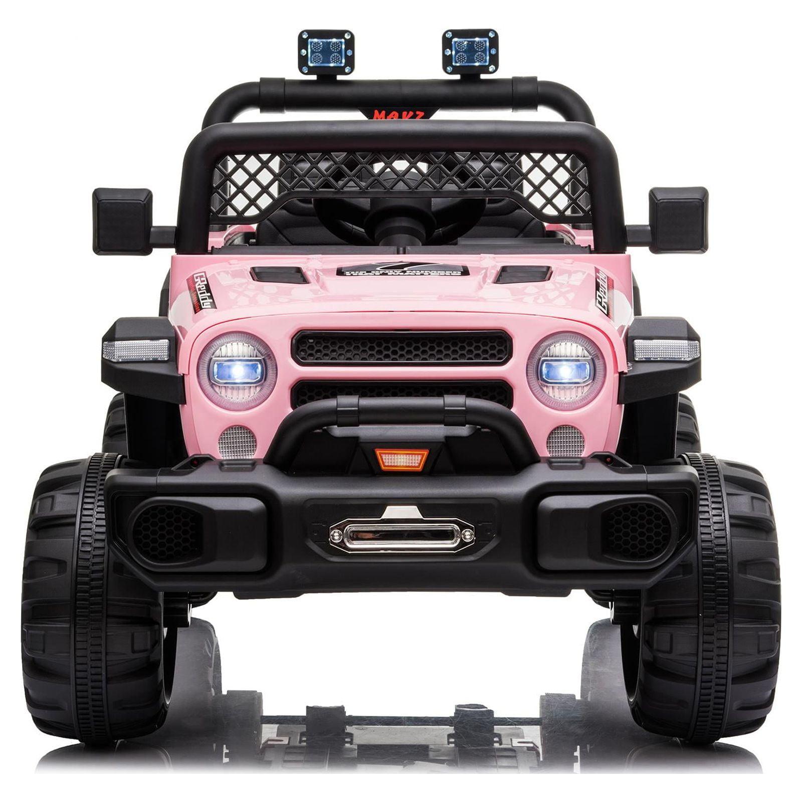 Pink 12V Kids Ride-On Truck with Remote Control and LED Lights