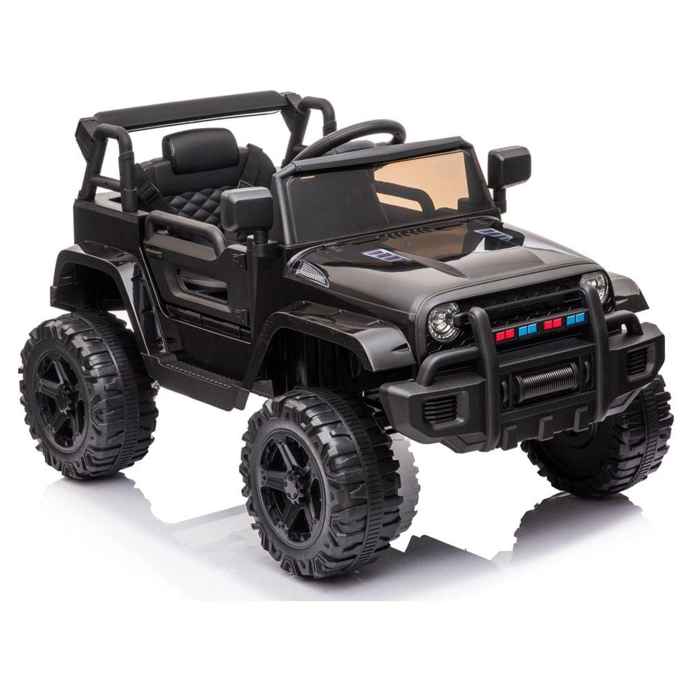 Ktaxon Ride On Truck 12V Rechargeable Battery Powered Kids Electric Double Drive Car w/ 2.4G RC, MP3 Player, LED Lights, 3 Speed - Black