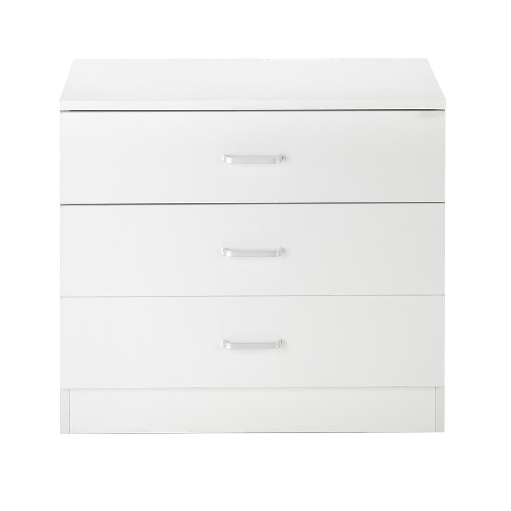 White Drawer Chest, Wood Dresser with 3 Drawer, Drawer Cabinet Storage Drawer Unit, Nightstand for Bedroom