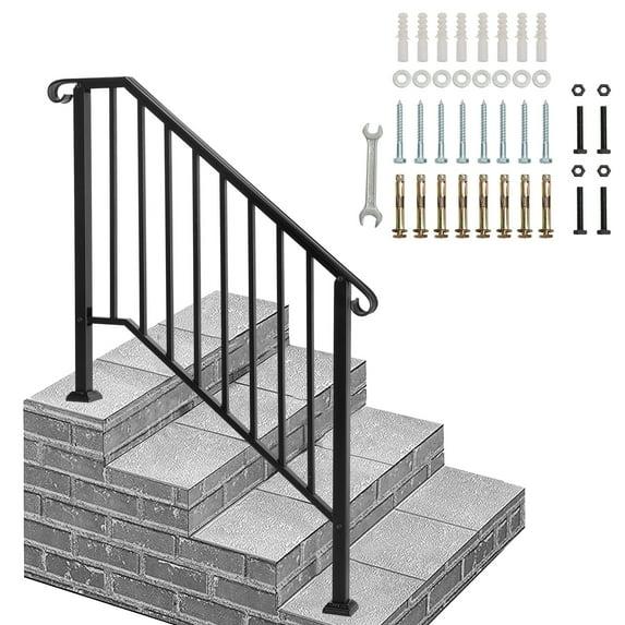 BaytoCare Handrail for Stairs 3-Step Stair Railing Steps Handrail - Black