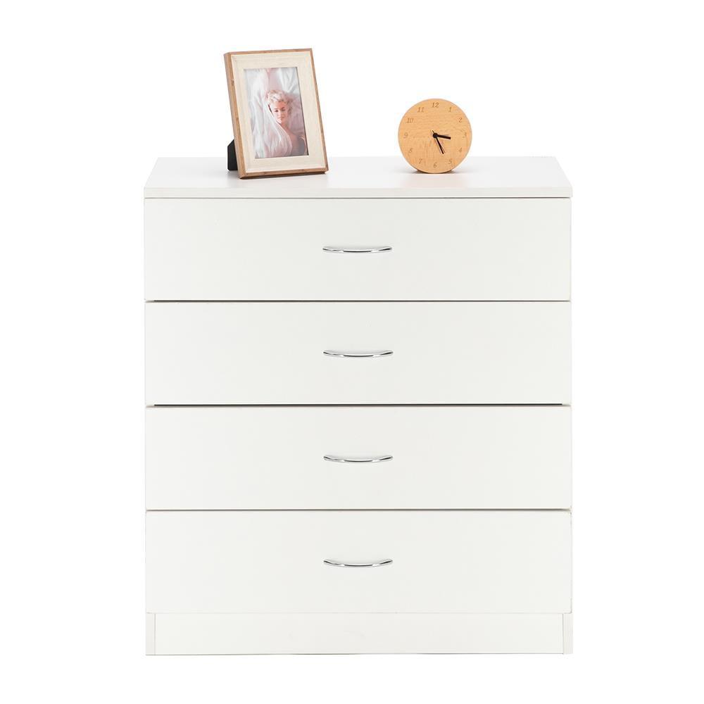 XIAOTAO White 4 Drawer Dresser for Bedroom, Modern Nightstand Storage Chest of Drawer, Wooden Side Table End Table, Living Room, Reception Room