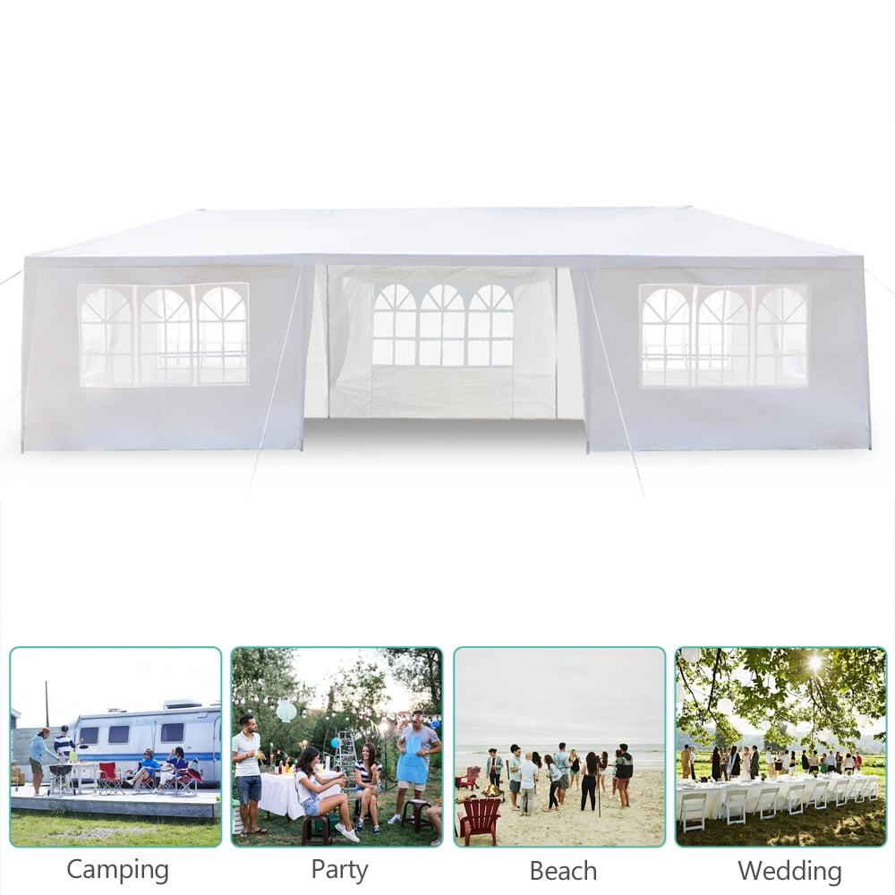 White 10'x30' Steel Frame Outdoor Canopy Tent with Sidewalls