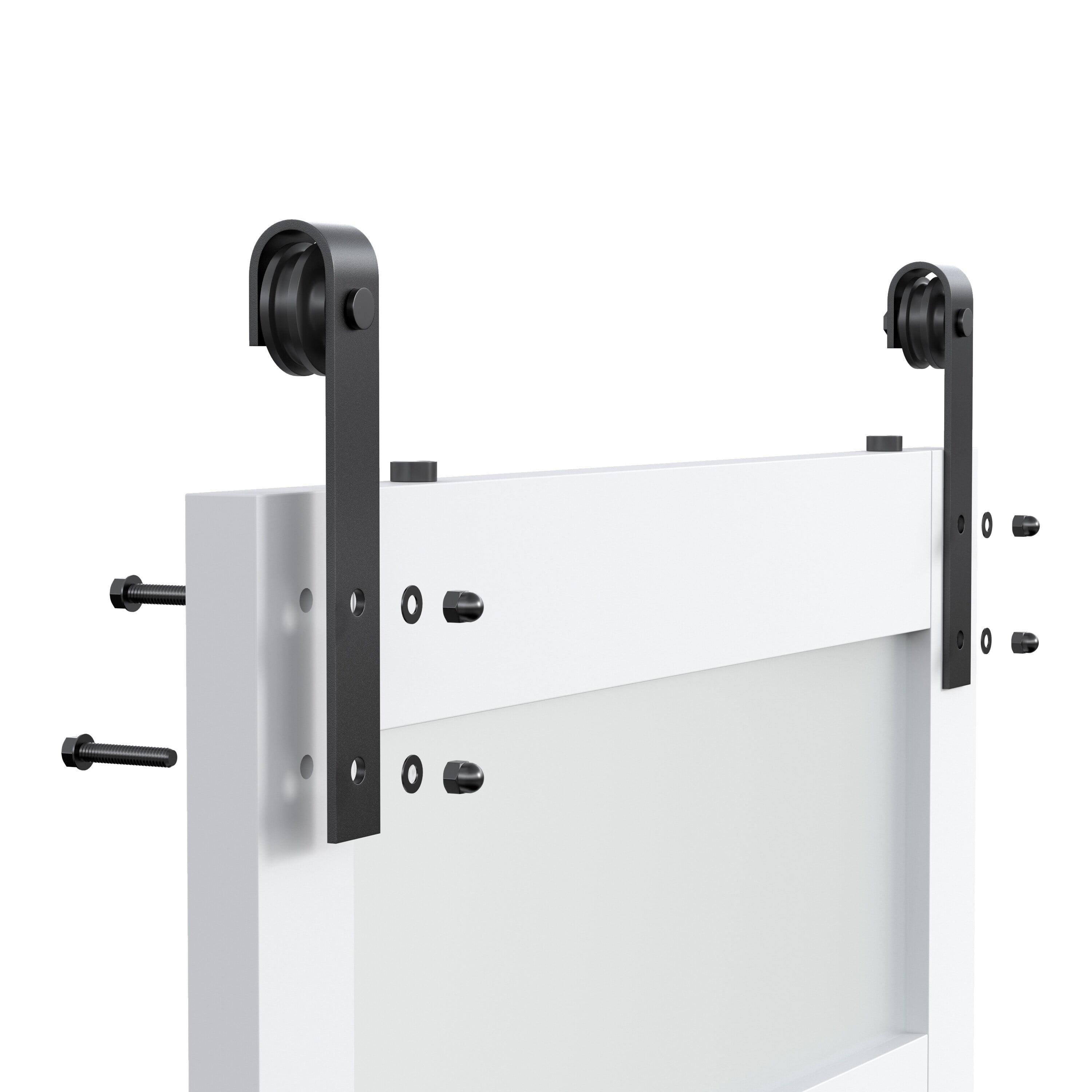 84'' Solid Manufactured Wood Glass PVC Surface with Installation Hardware Kit Double Barn Door