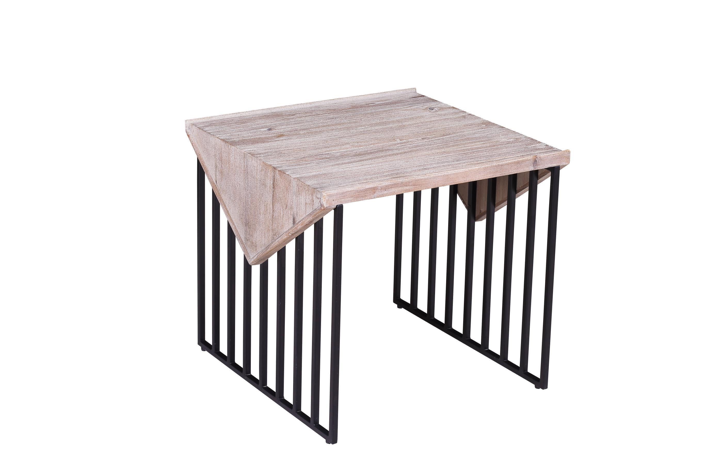 16" Sandra Wood Corner Table Natural Gray - Boraam: Reclaimed Pine, Black Metal Base, Industrial Design