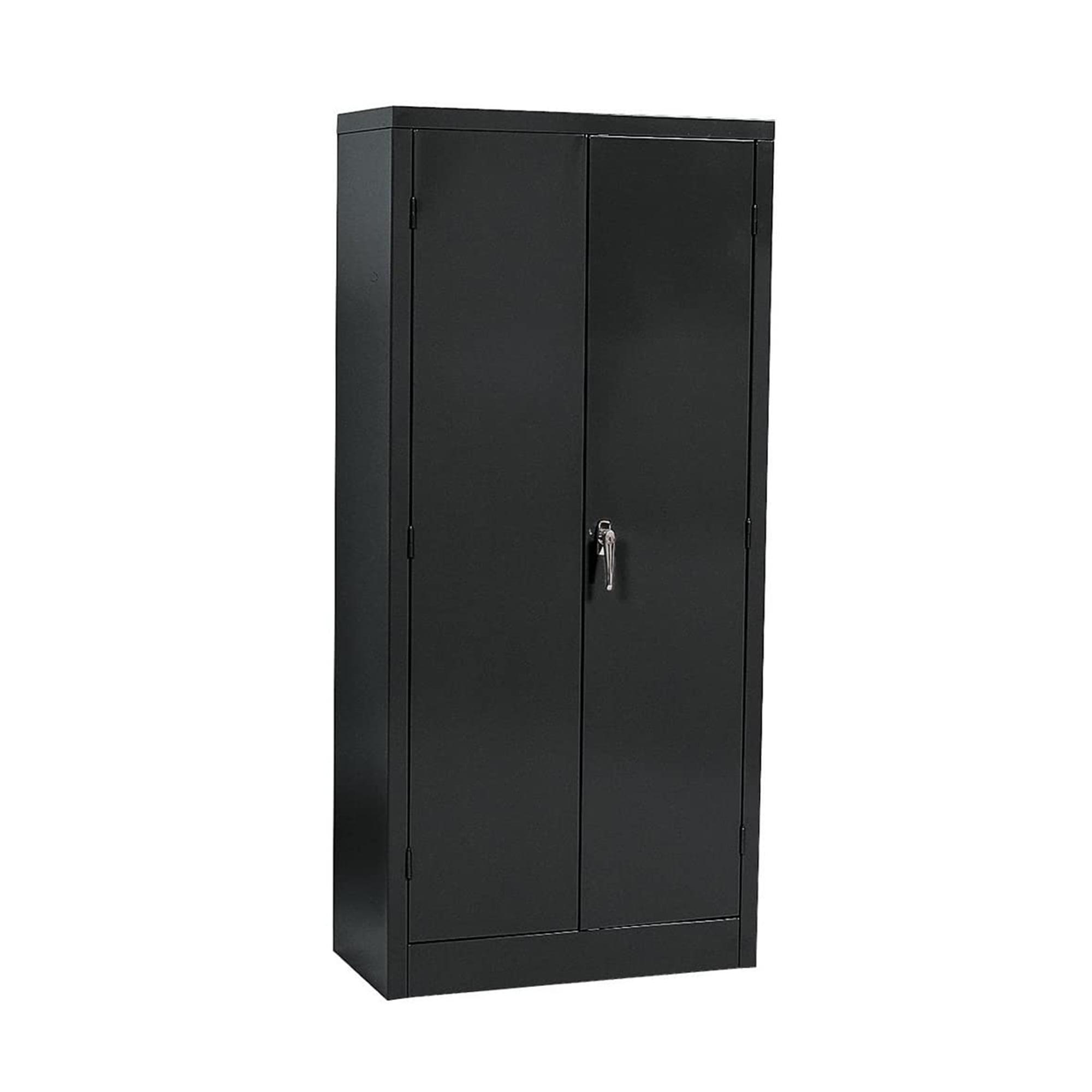 Black Steel Freestanding Lockable Office Cabinet with Adjustable Shelving