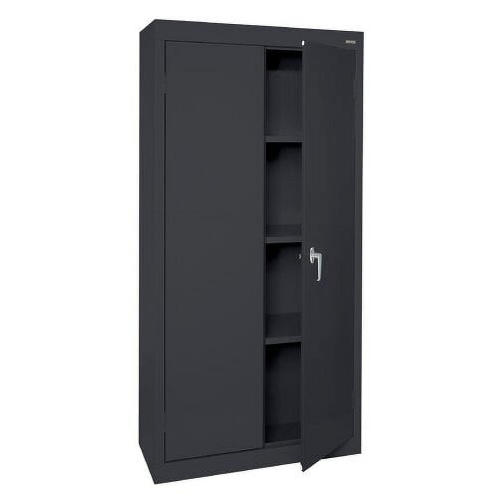 Black Steel Freestanding Lockable Storage Cabinet with Adjustable Shelving