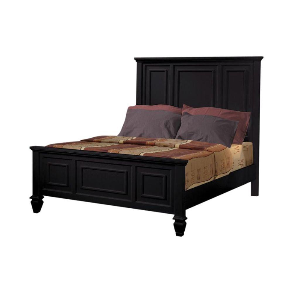 Black King Wood Frame Bed with Headboard and Drawers