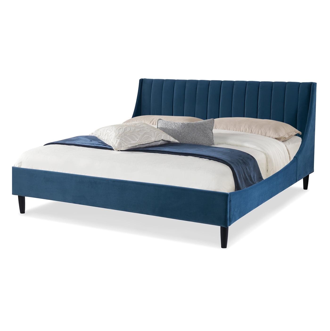 Sandy Wilson Home Aspen Tufted Headboard Platform Bed Queen Satin Teal Velvet