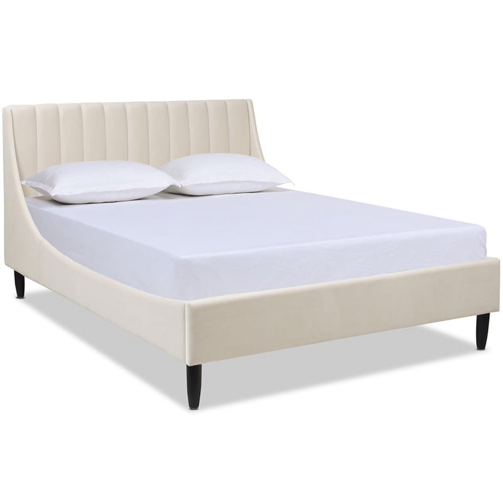 Sandy Wilson Home Aspen Tufted Modern Headboard Platform Bed Queen French Beige