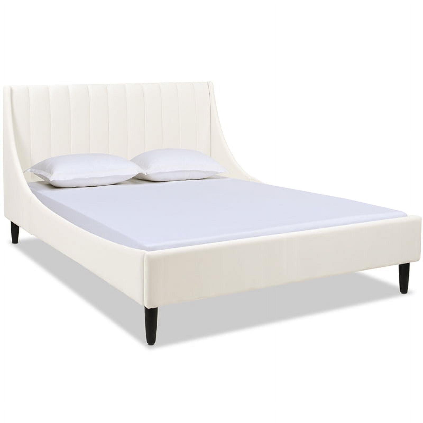 Jennifer Taylor Aspen Modern Fabric Tufted Platform Bed, Queen, Cloud White