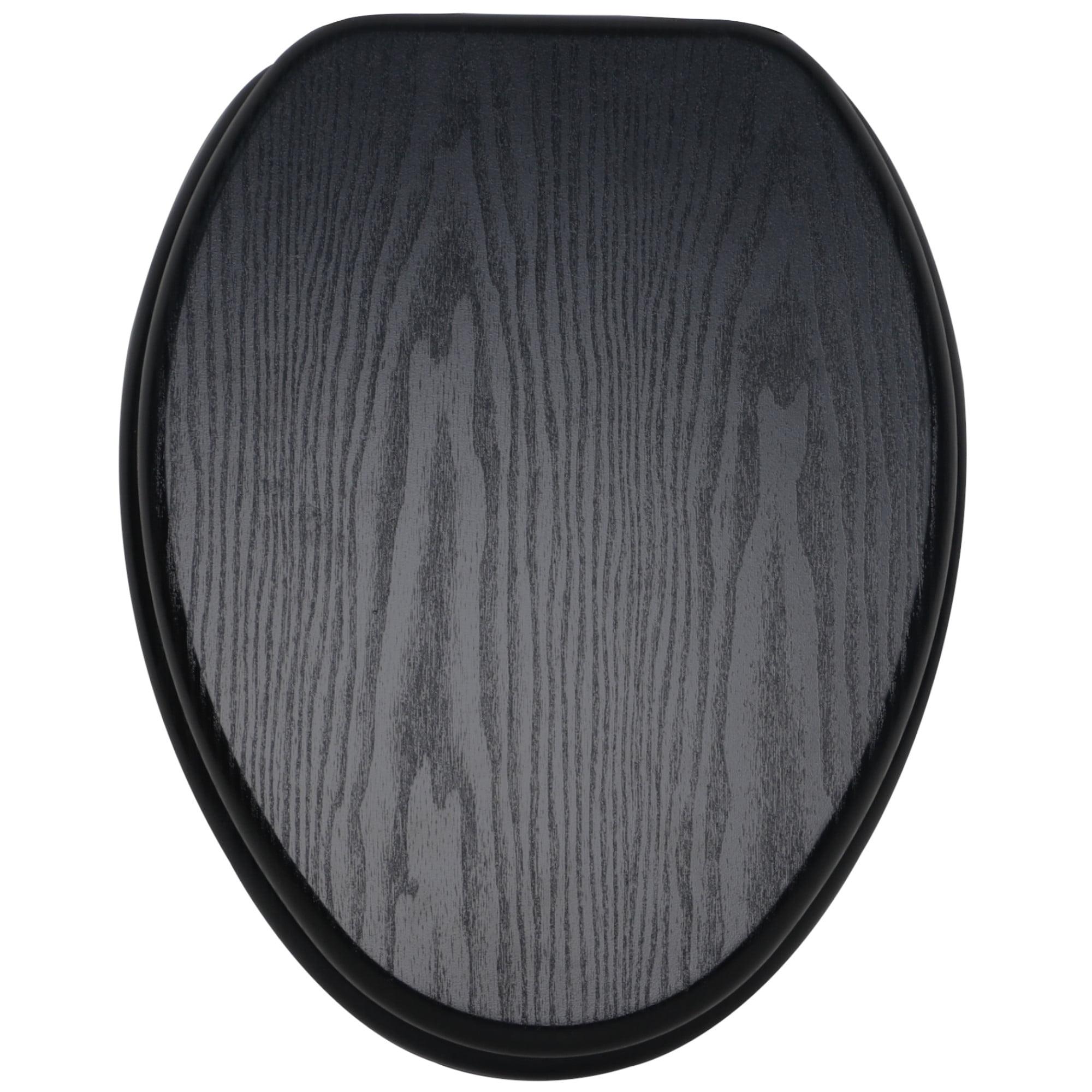 Sanilo Soft Close Toilet Seat ELONGATED, Quiet and Slow Close Lid and Seat, Strong Bumpers and Hinges, Black Wood