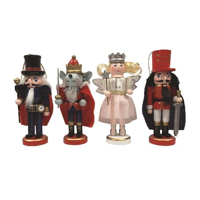 Handcrafted Wooden Nutcracker Suite Ornaments Set of 4