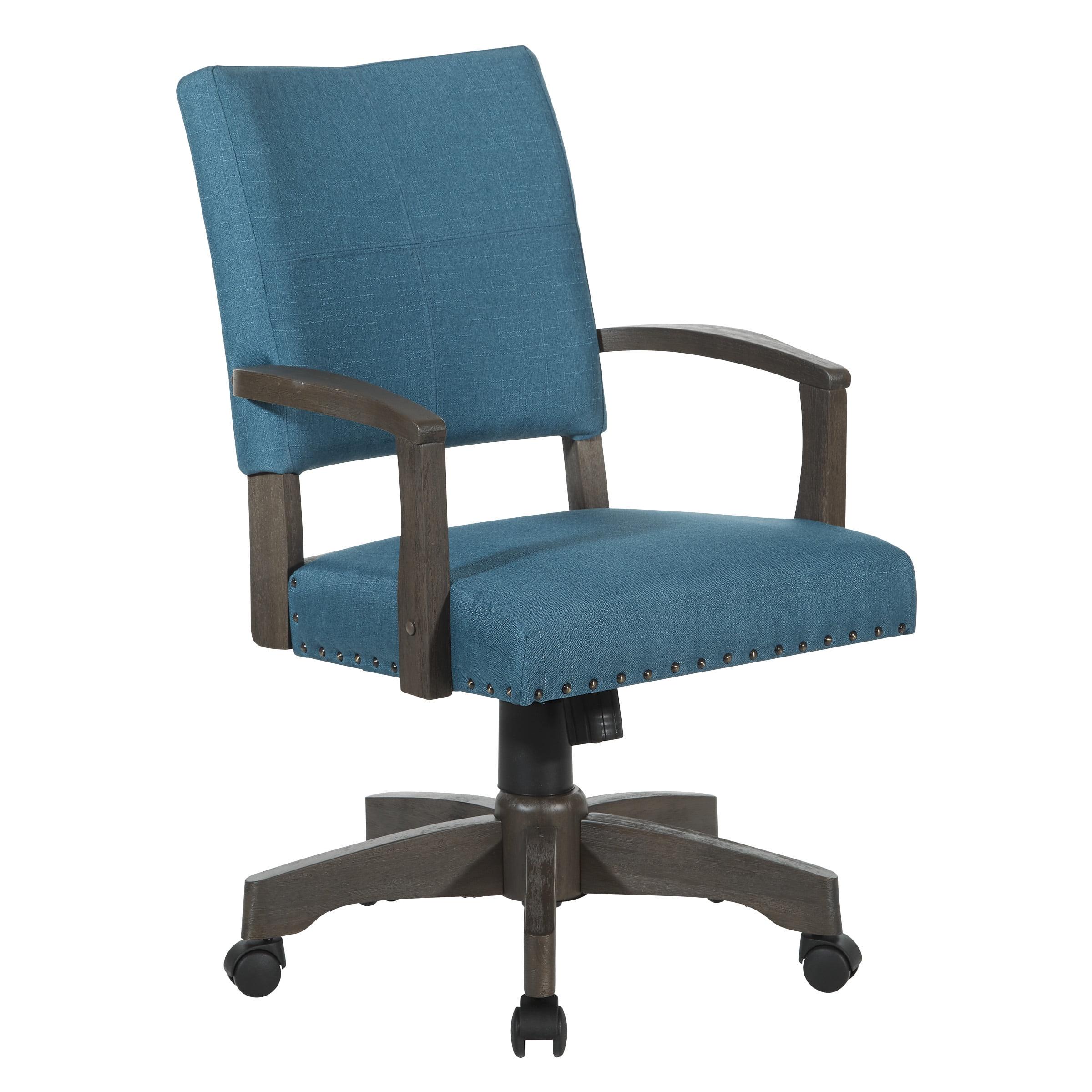 Santina Bankers Chair with Antique Gray Finish and Blue Fabric