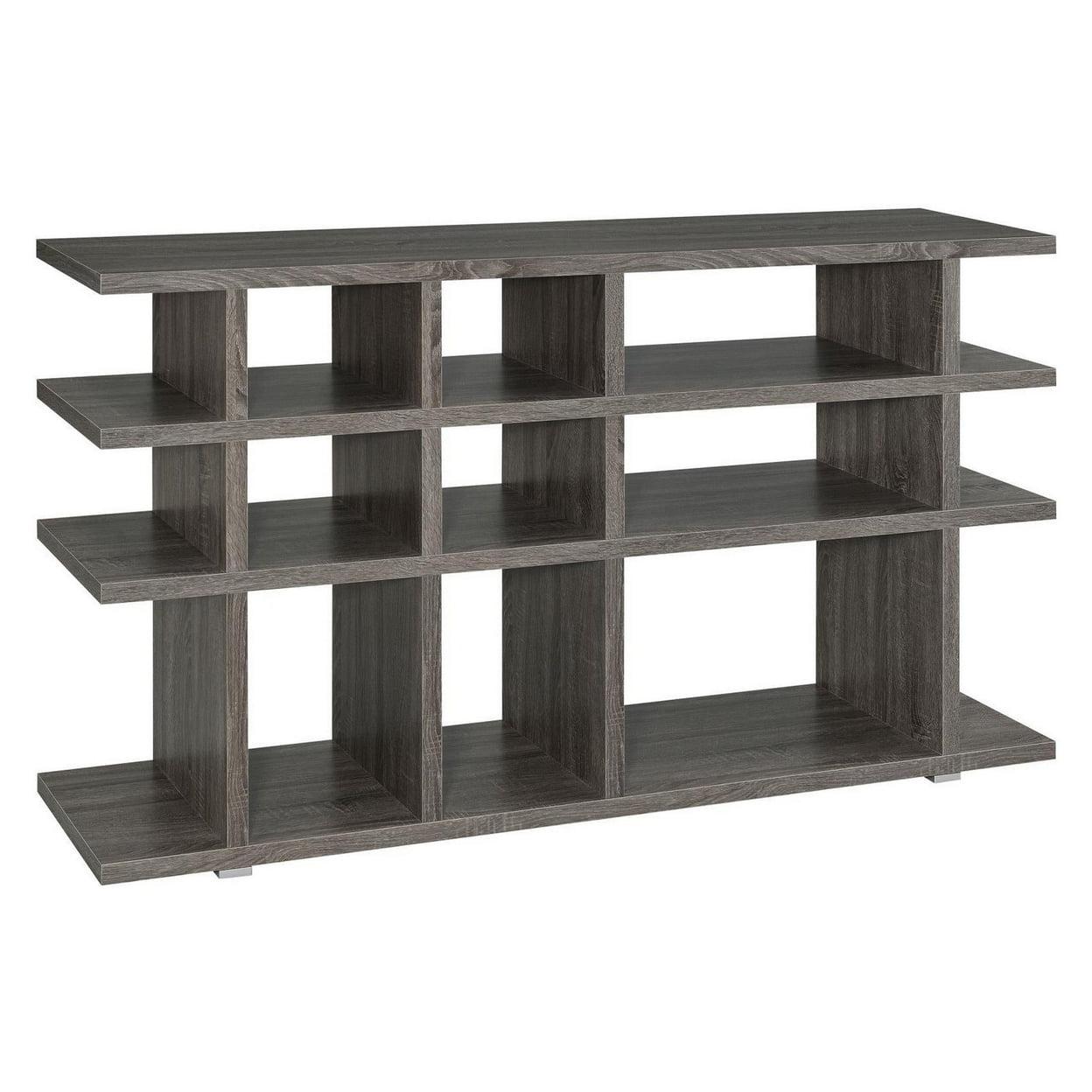 Weathered Gray 4-Shelf Wood Console Bookcase