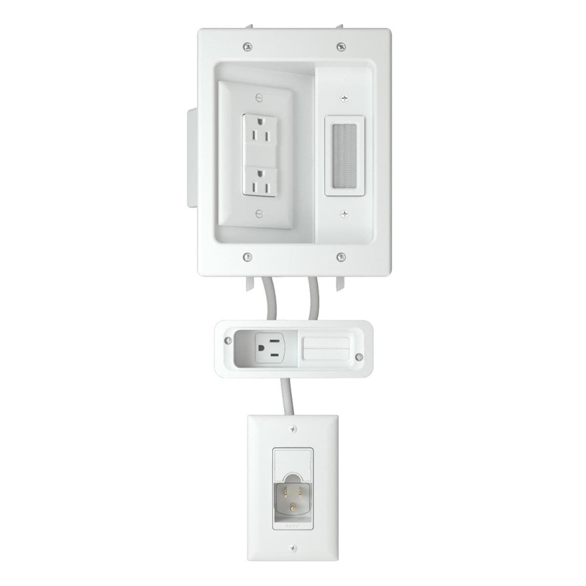 White In-Wall Cable Management Kit for Mounted TVs and Soundbars