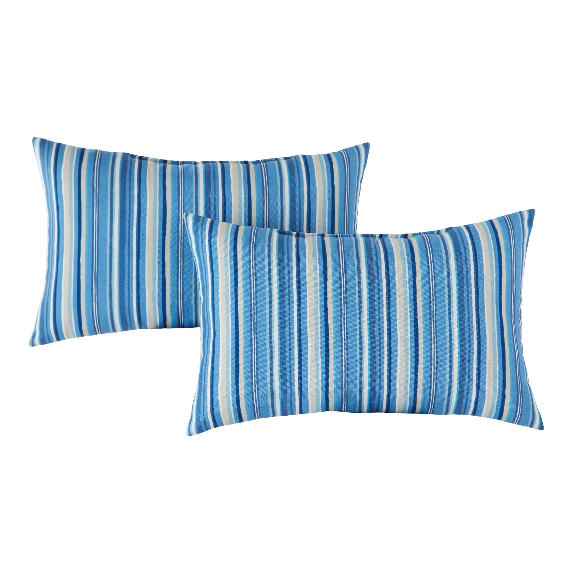 Sapphire Stripe Outdoor Lumbar Throw Pillow Set