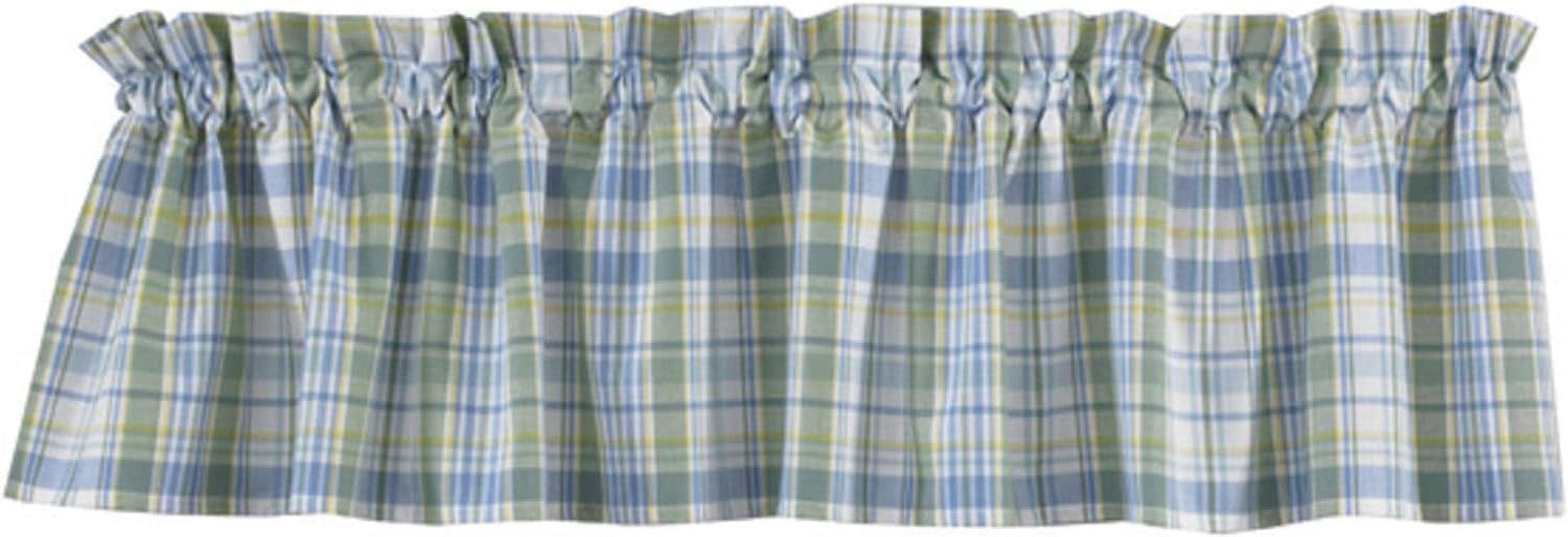 Cornflower Blue Plaid Cotton Rod Pocket Valance